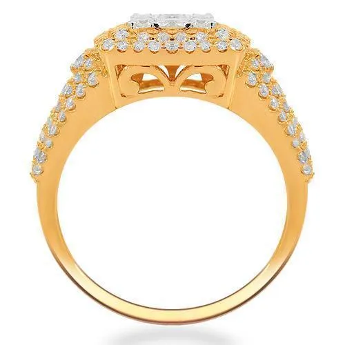 14K Solid Rose Gold Womens Diamond Cocktail Ring 1.40 Ctw