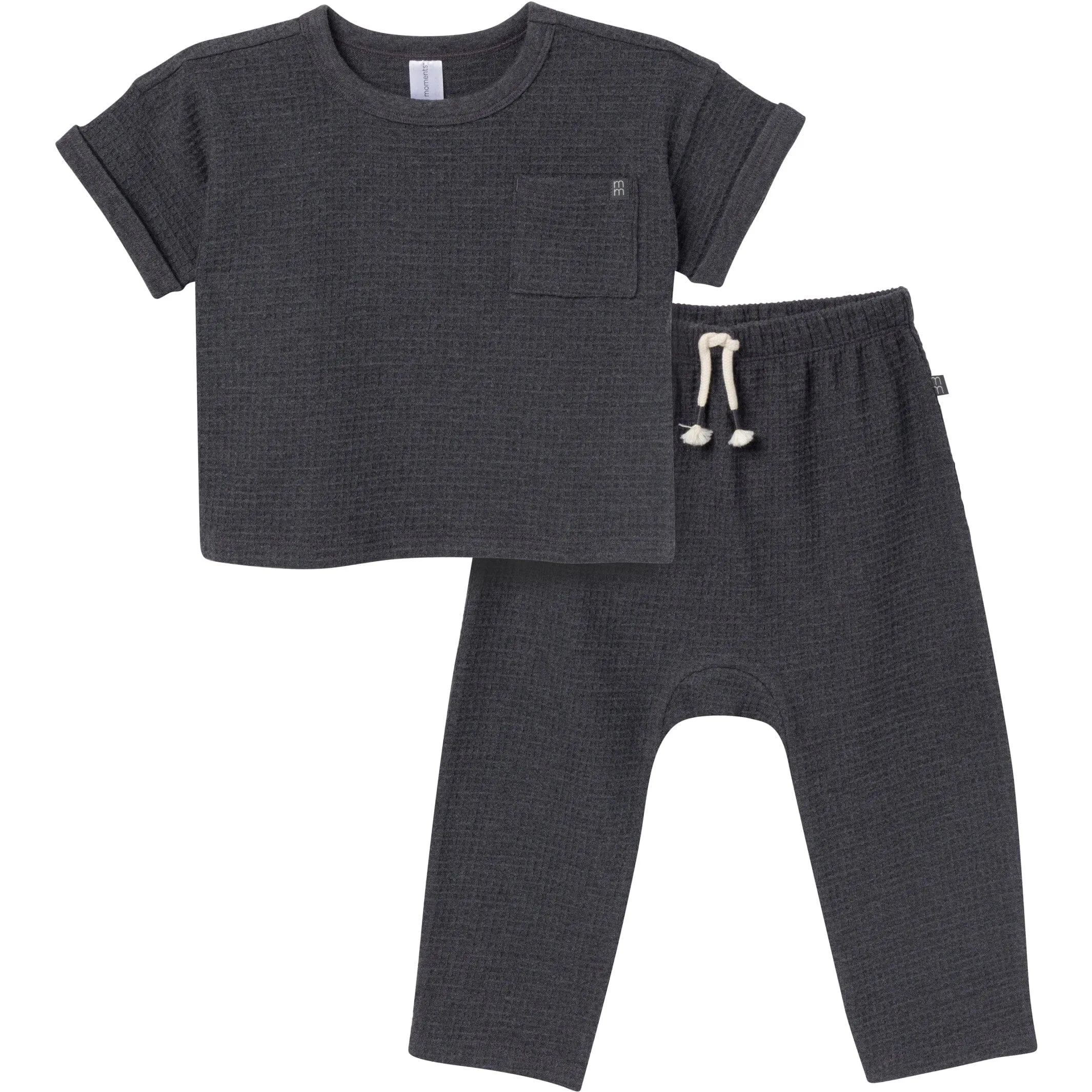 2-Piece Infant & Toddler Boys Charcoal Heather Pants and Shirt Set