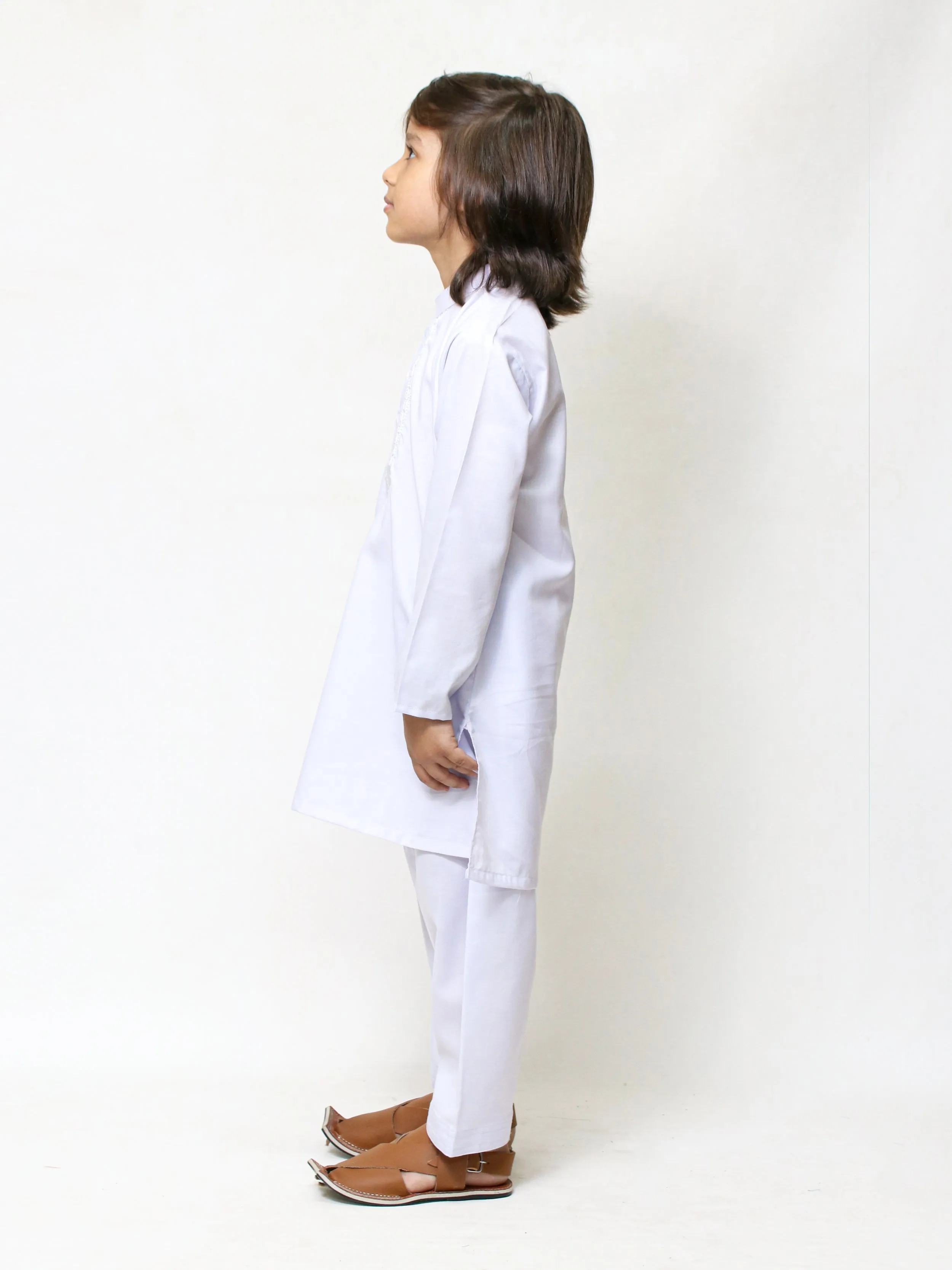 316E 2 Yrs - 17 Yrs Boys Shalwar Kameez Suit Sherwani Collar White