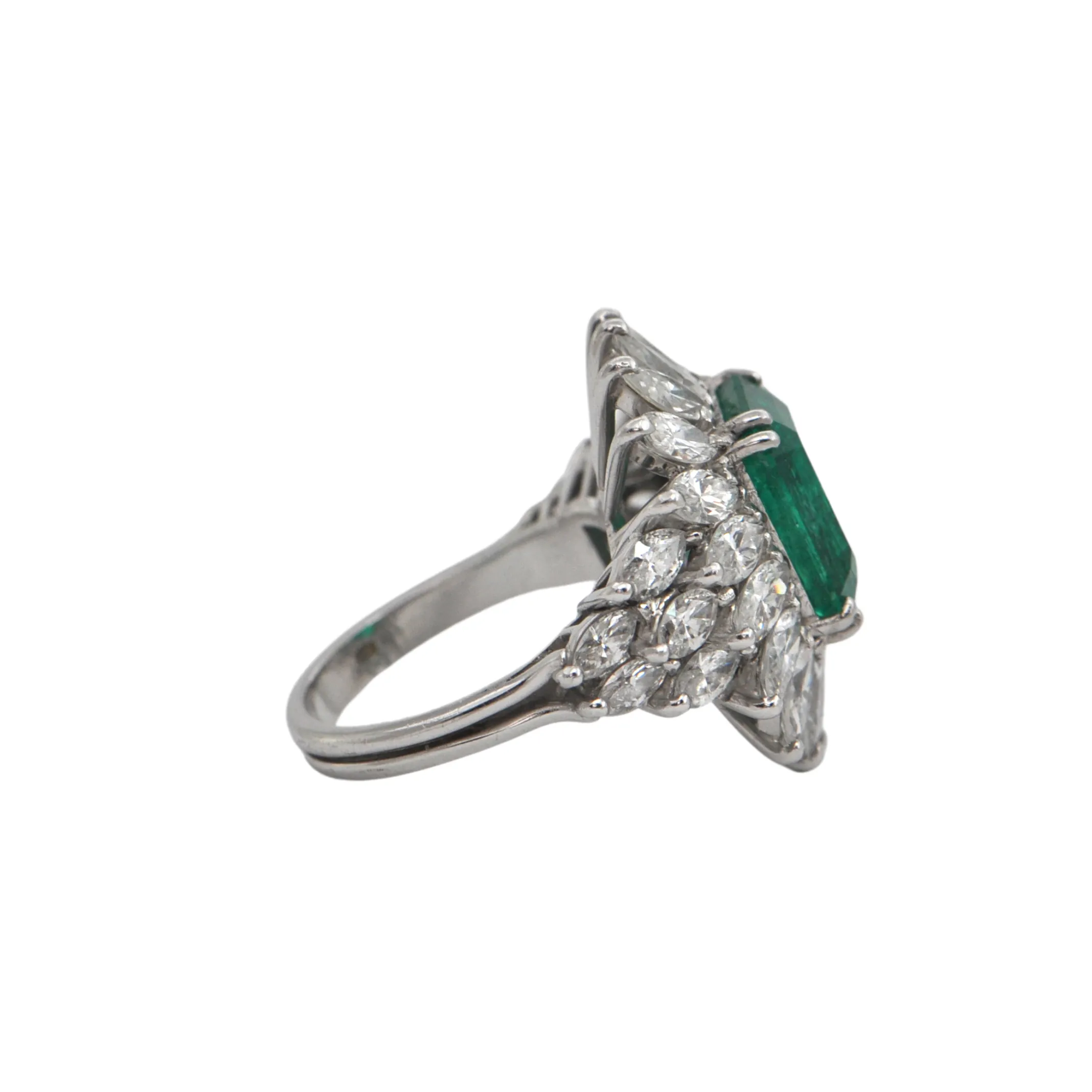 6.34 CT GIA Certified Colombian Emerald and Diamond Cocktail Ring C.1960 Italy