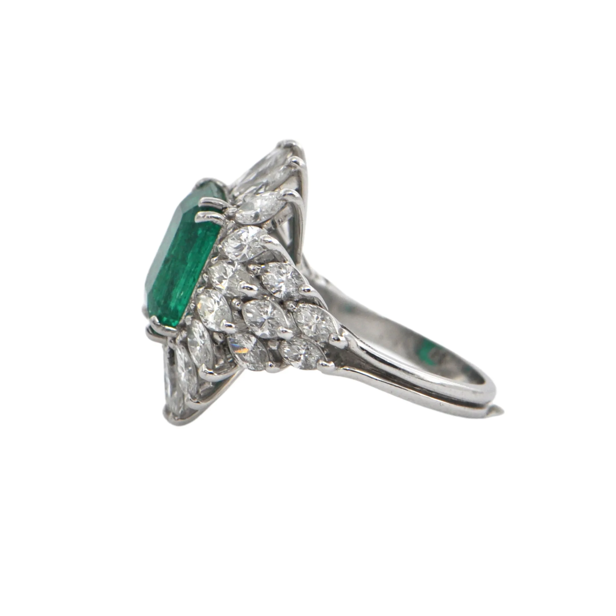 6.34 CT GIA Certified Colombian Emerald and Diamond Cocktail Ring C.1960 Italy