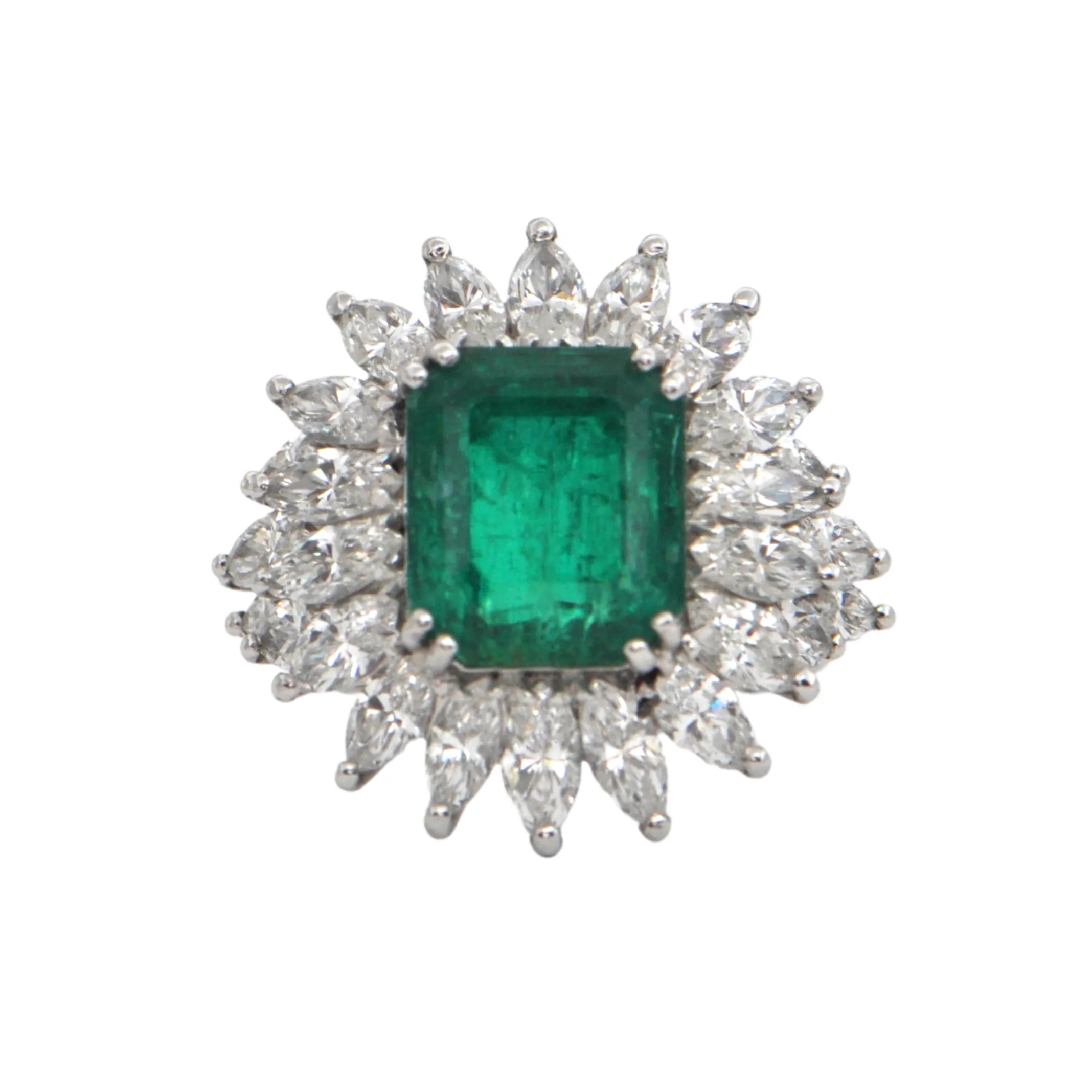 6.34 CT GIA Certified Colombian Emerald and Diamond Cocktail Ring C.1960 Italy