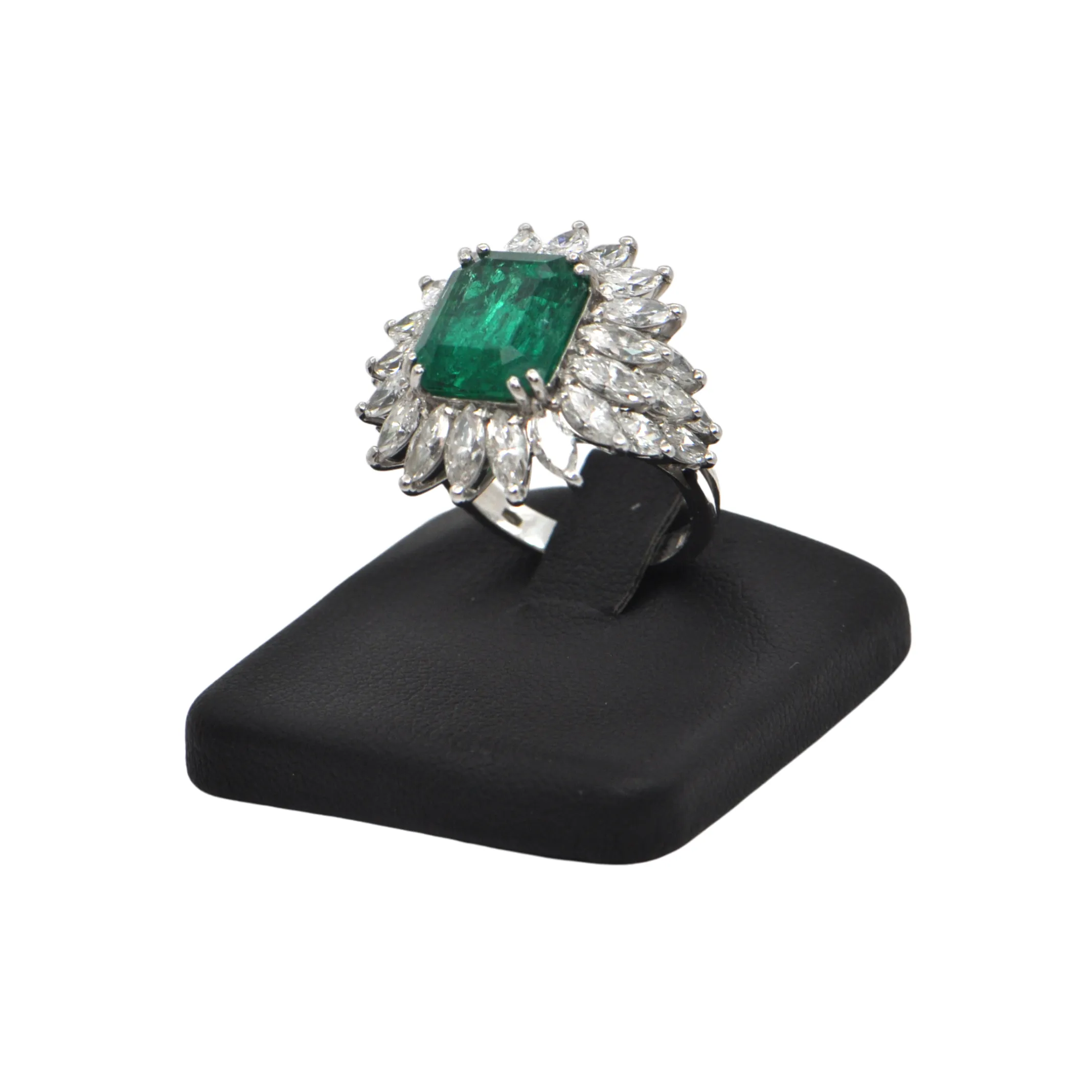 6.34 CT GIA Certified Colombian Emerald and Diamond Cocktail Ring C.1960 Italy