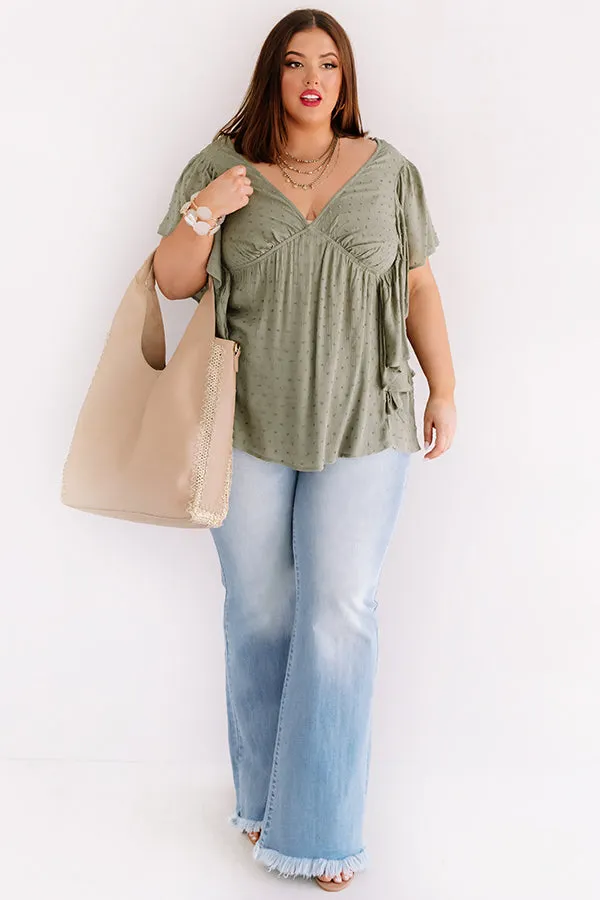 Ahead Of The Curve Babydoll Top In Olive Curves