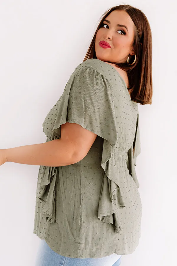 Ahead Of The Curve Babydoll Top In Olive Curves