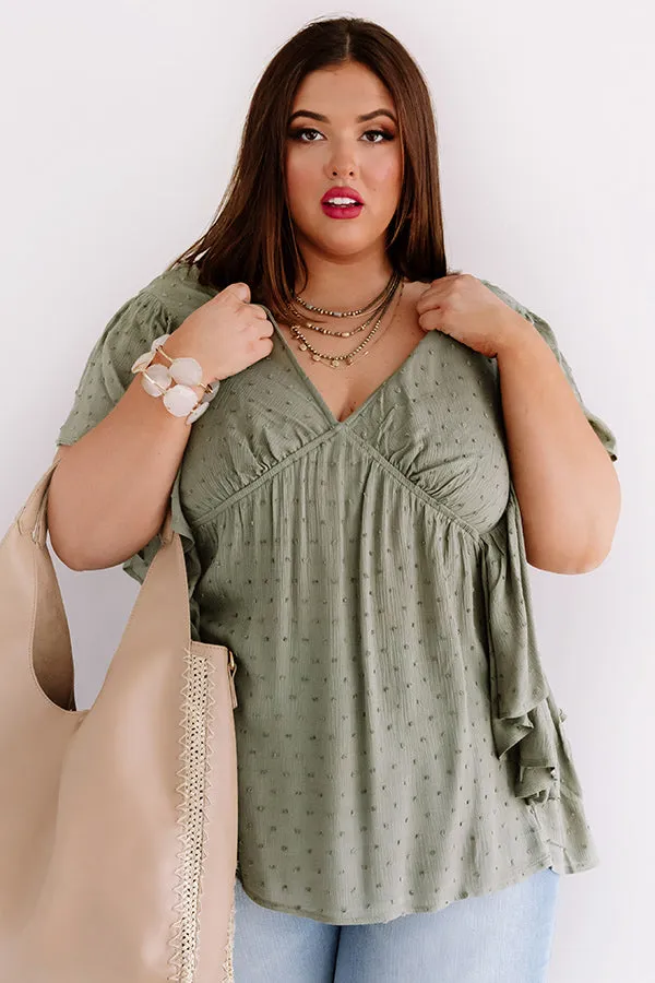 Ahead Of The Curve Babydoll Top In Olive Curves