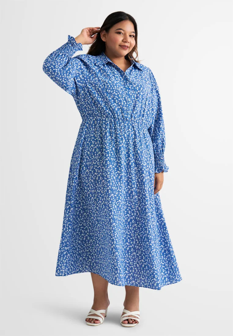 Amara Half Button Smock Sleeve Dress