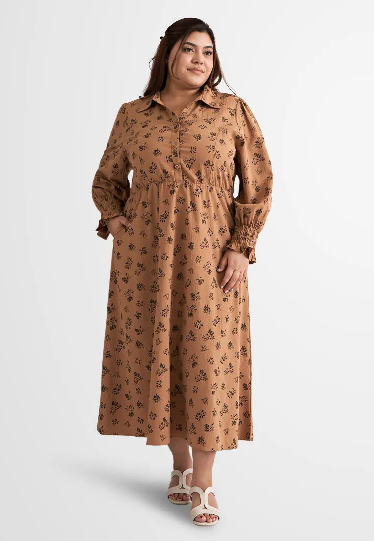 Amara Half Button Smock Sleeve Dress