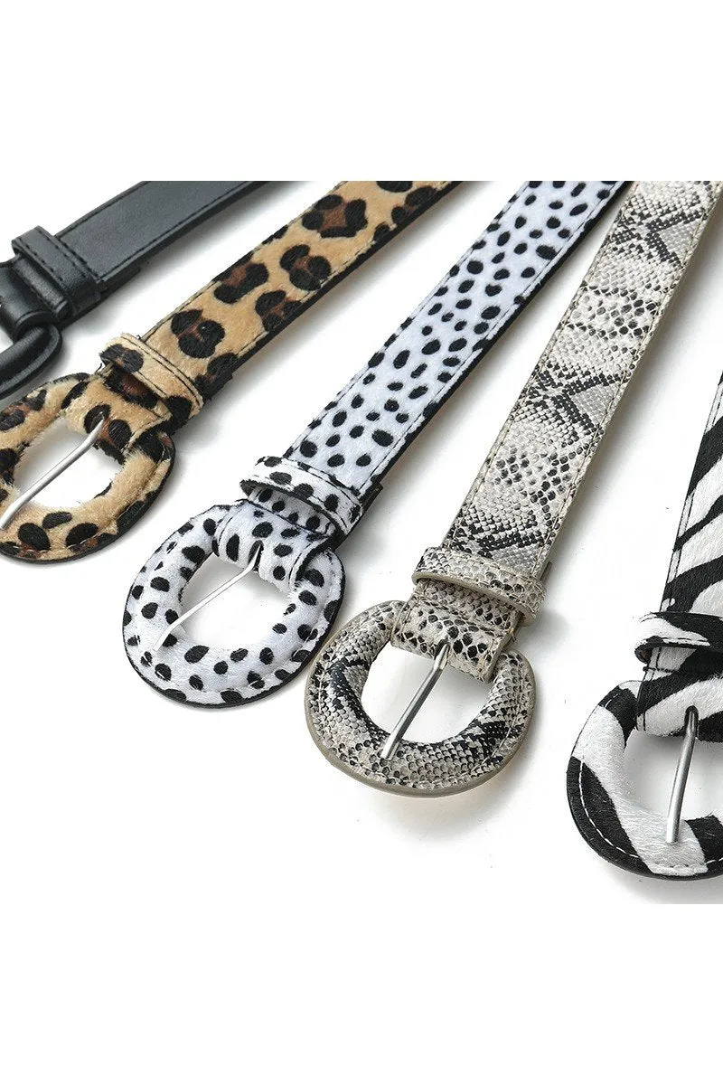 ANIMAL PRINTING LEATHER BUCKLE FASHION BELT