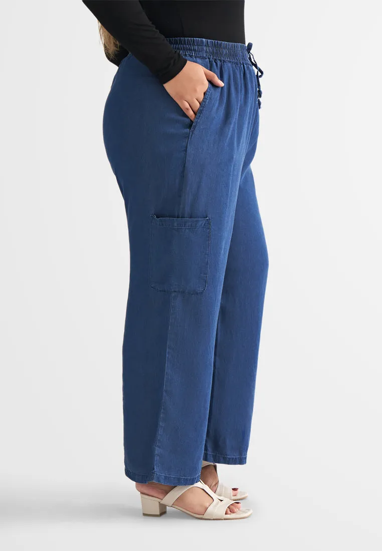 Aya Straight Leg Chambray Cargo Pants