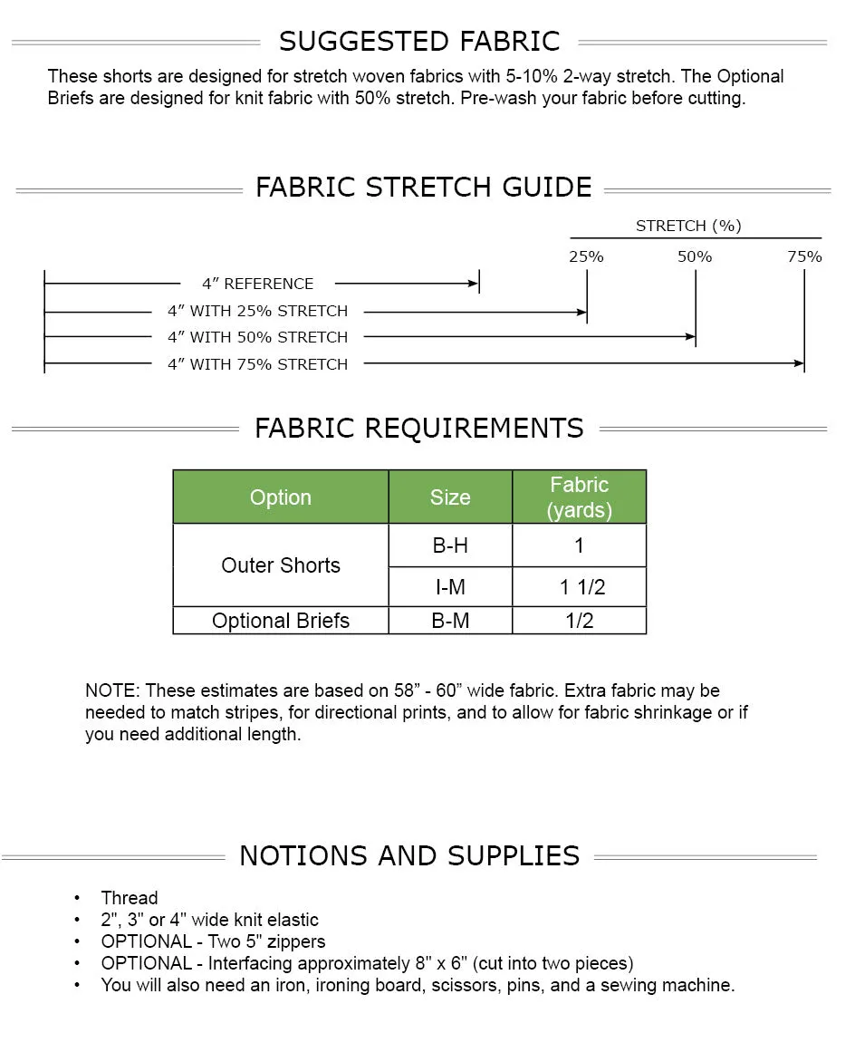 Balboa Shorts PDF Sewing Pattern B-M