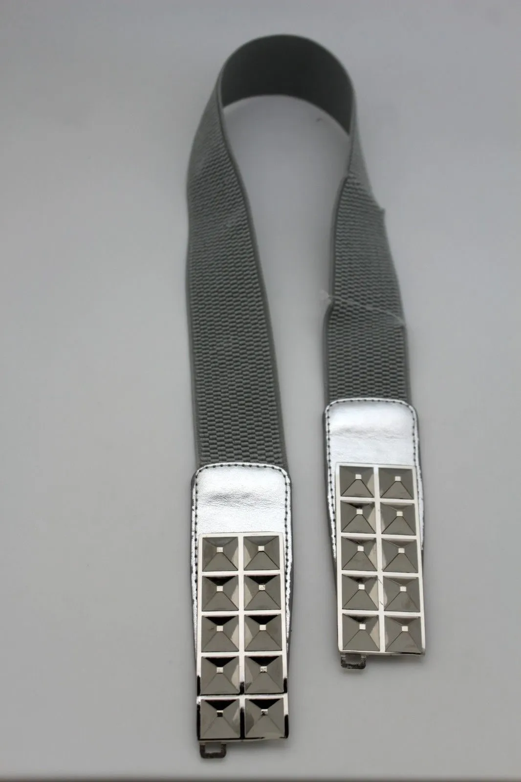 Belt Studs Buckle Elastic Waistband Silver Metal Buckle Size S M