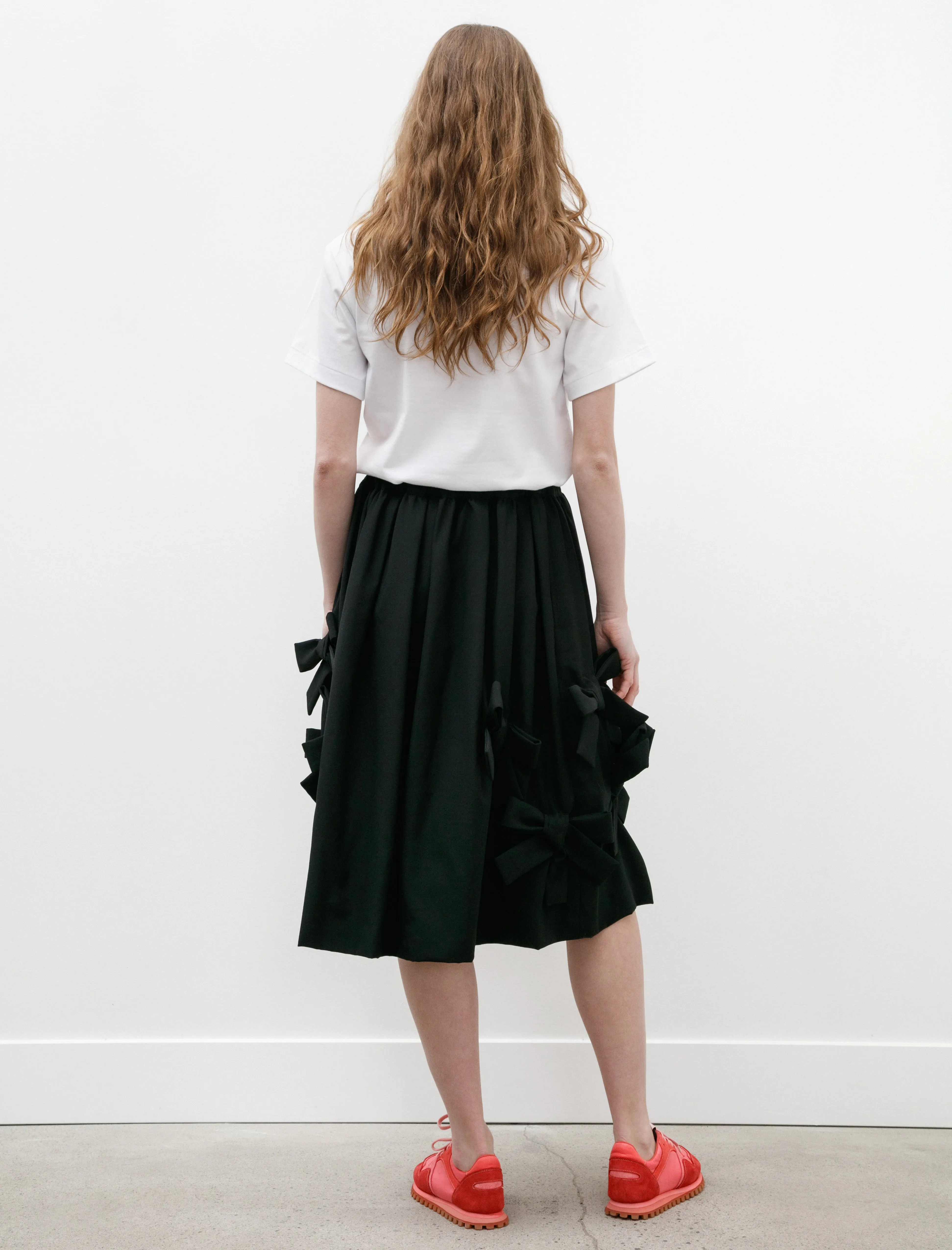 Big Bow Tropical Wool Skirt Black