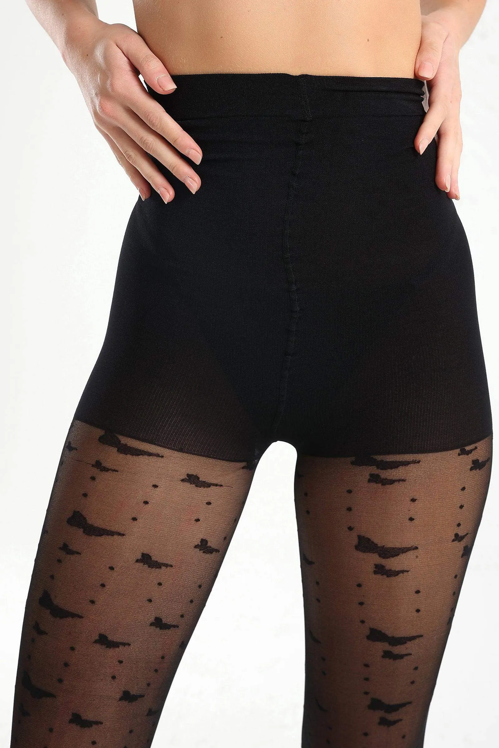 Black Jacquard Pantyhose