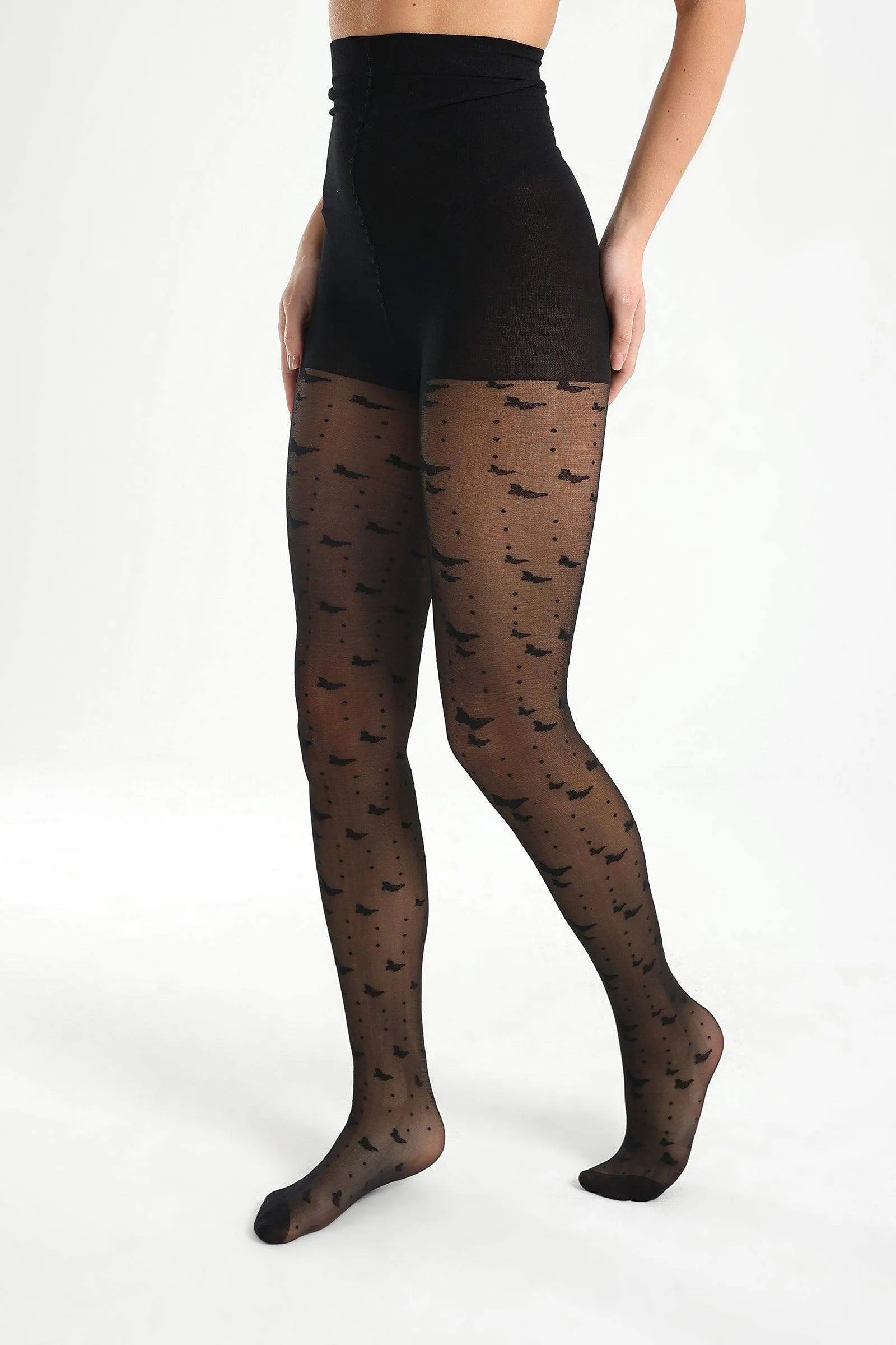 Black Jacquard Pantyhose