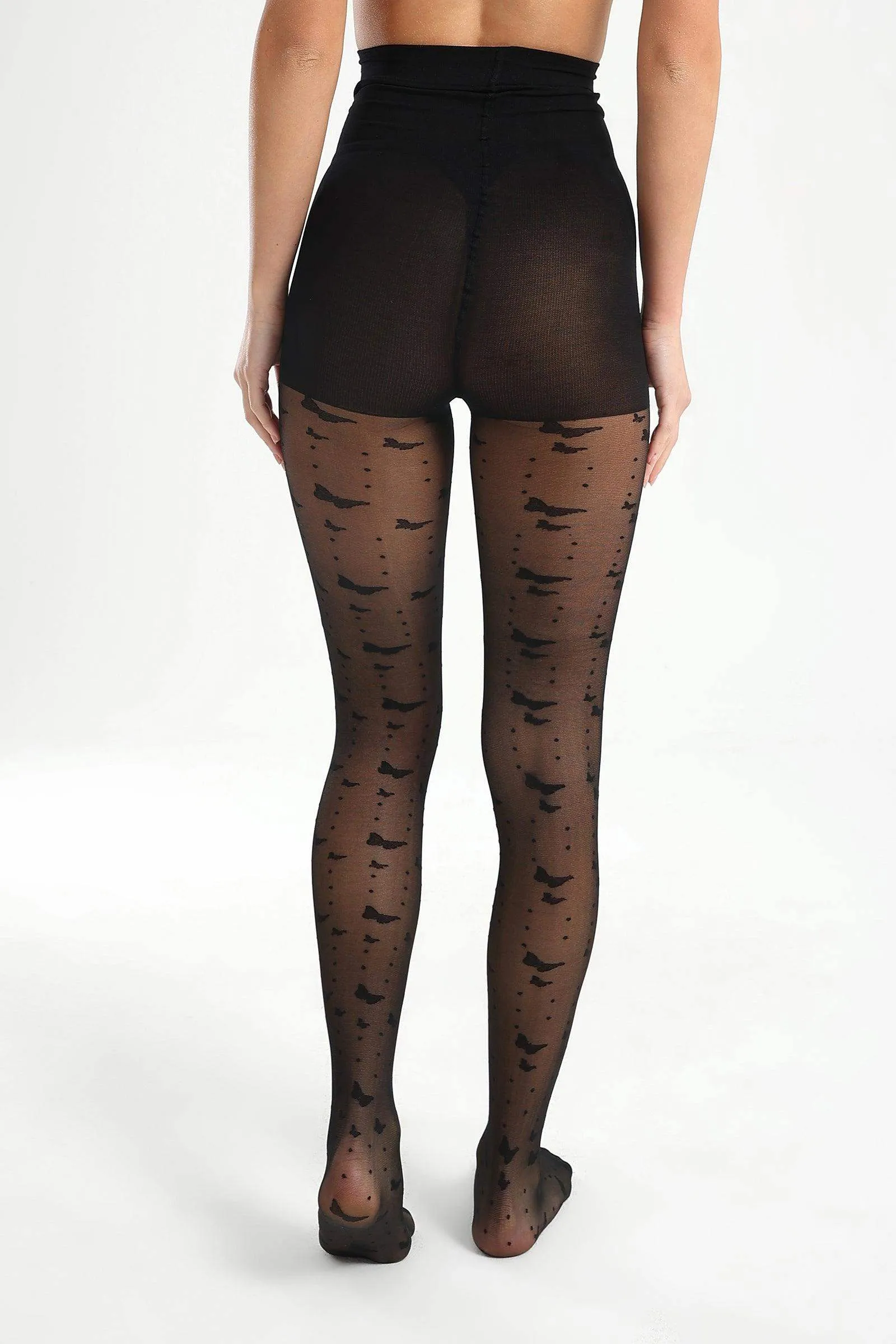 Black Jacquard Pantyhose