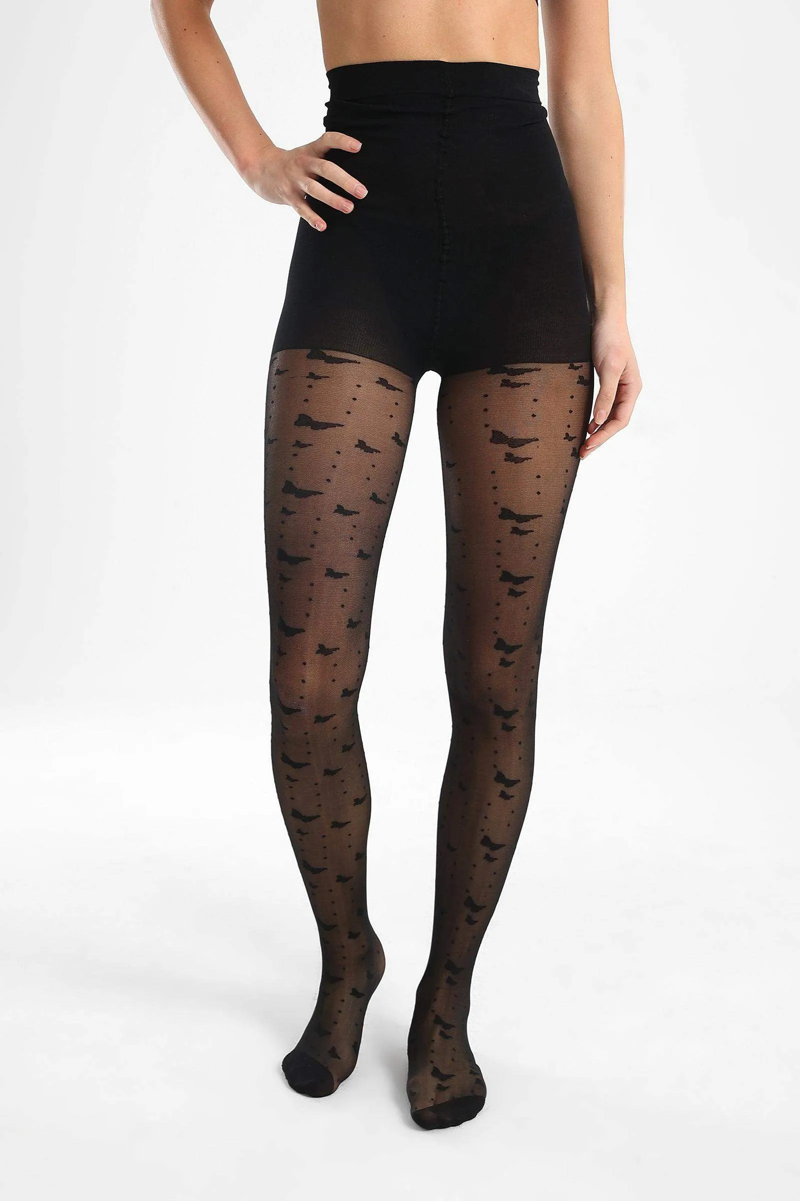 Black Jacquard Pantyhose