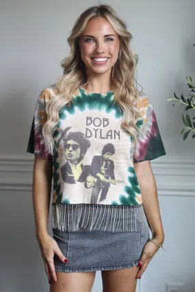 Bob Dylan Cropped Rhinestone Fringe Tee