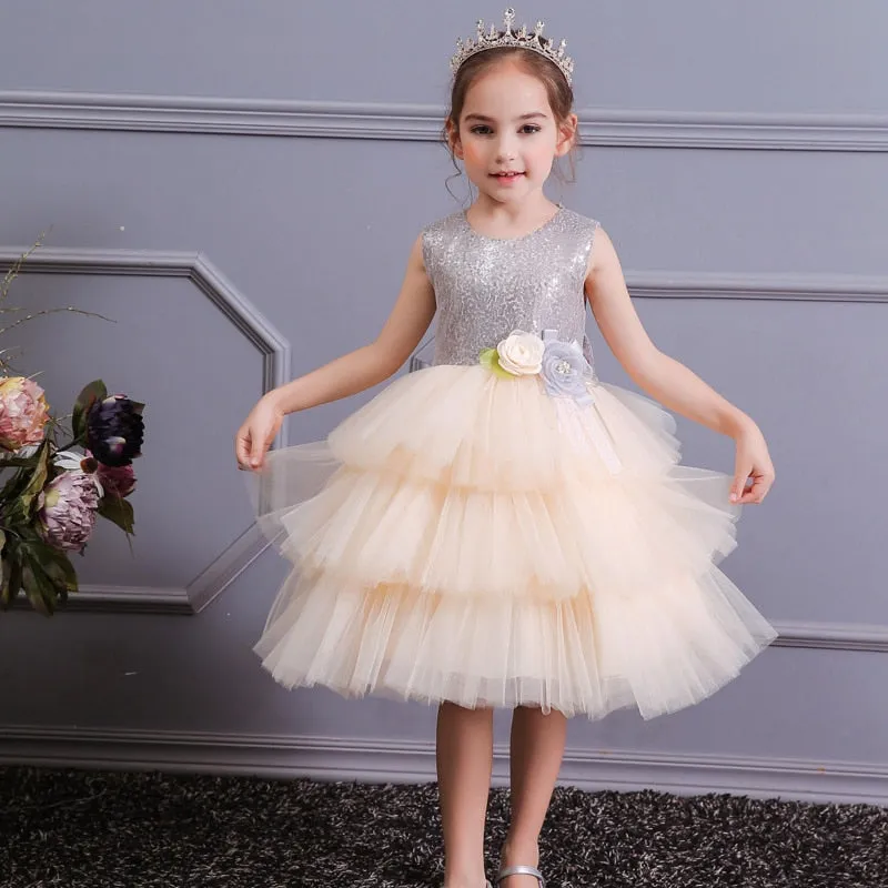 Bow Lace Sequins Princess Dress