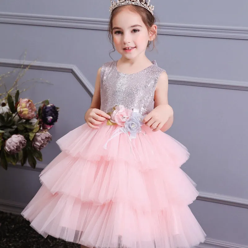 Bow Lace Sequins Princess Dress