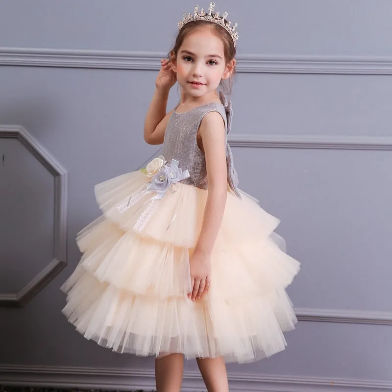 Bow Lace Sequins Princess Dress