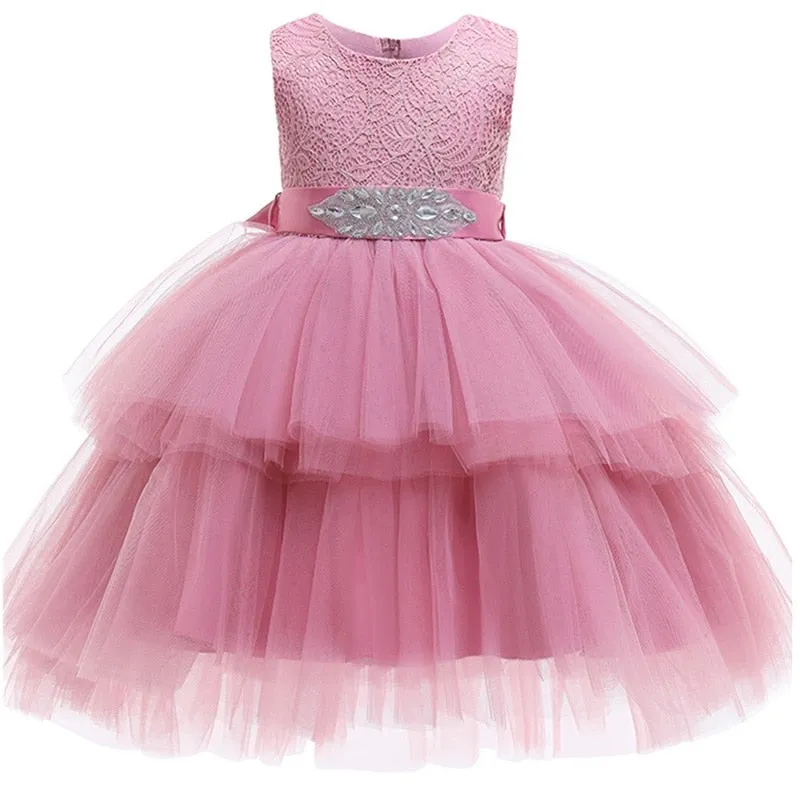 Bow Lace Sequins Princess Dress