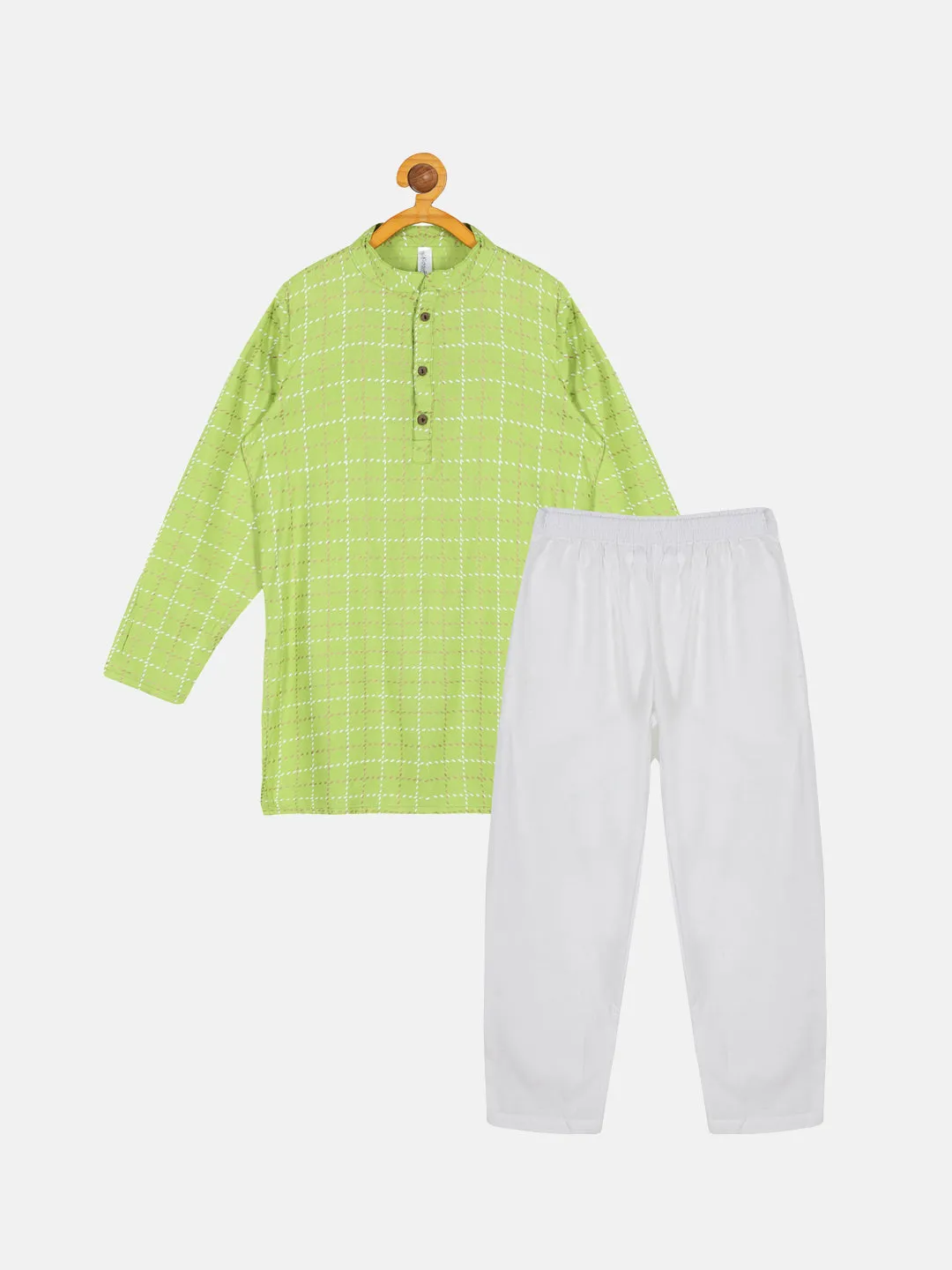 Boys Basic Printed Kurta Pyjama Set