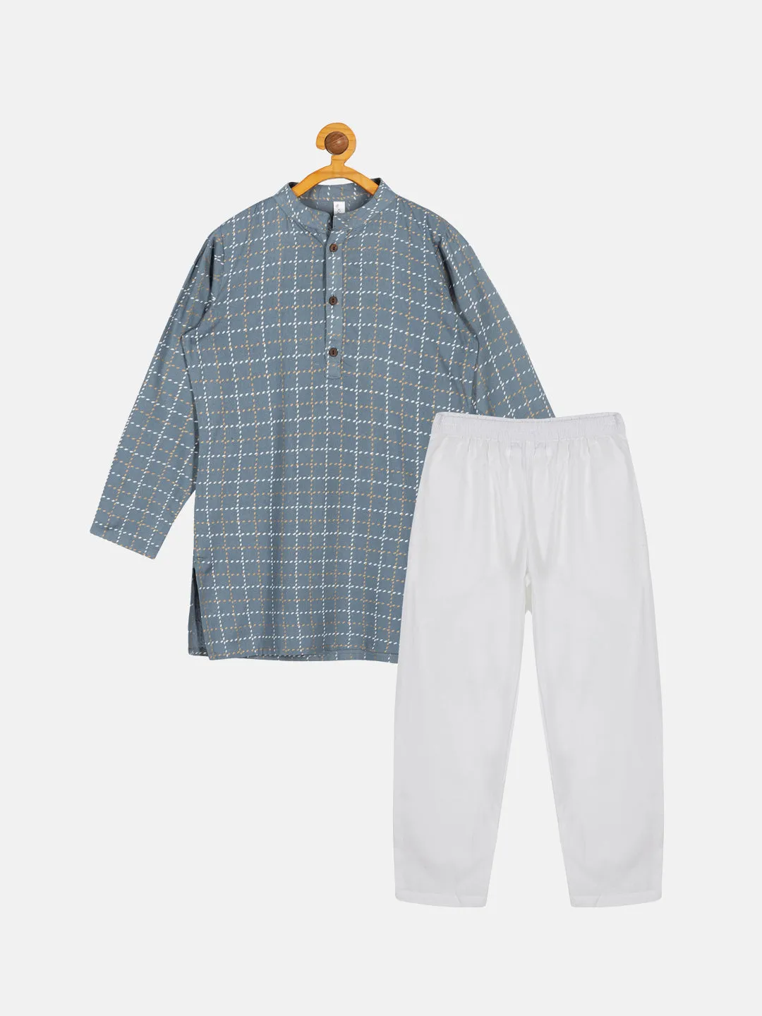 Boys Basic Printed Kurta Pyjama Set