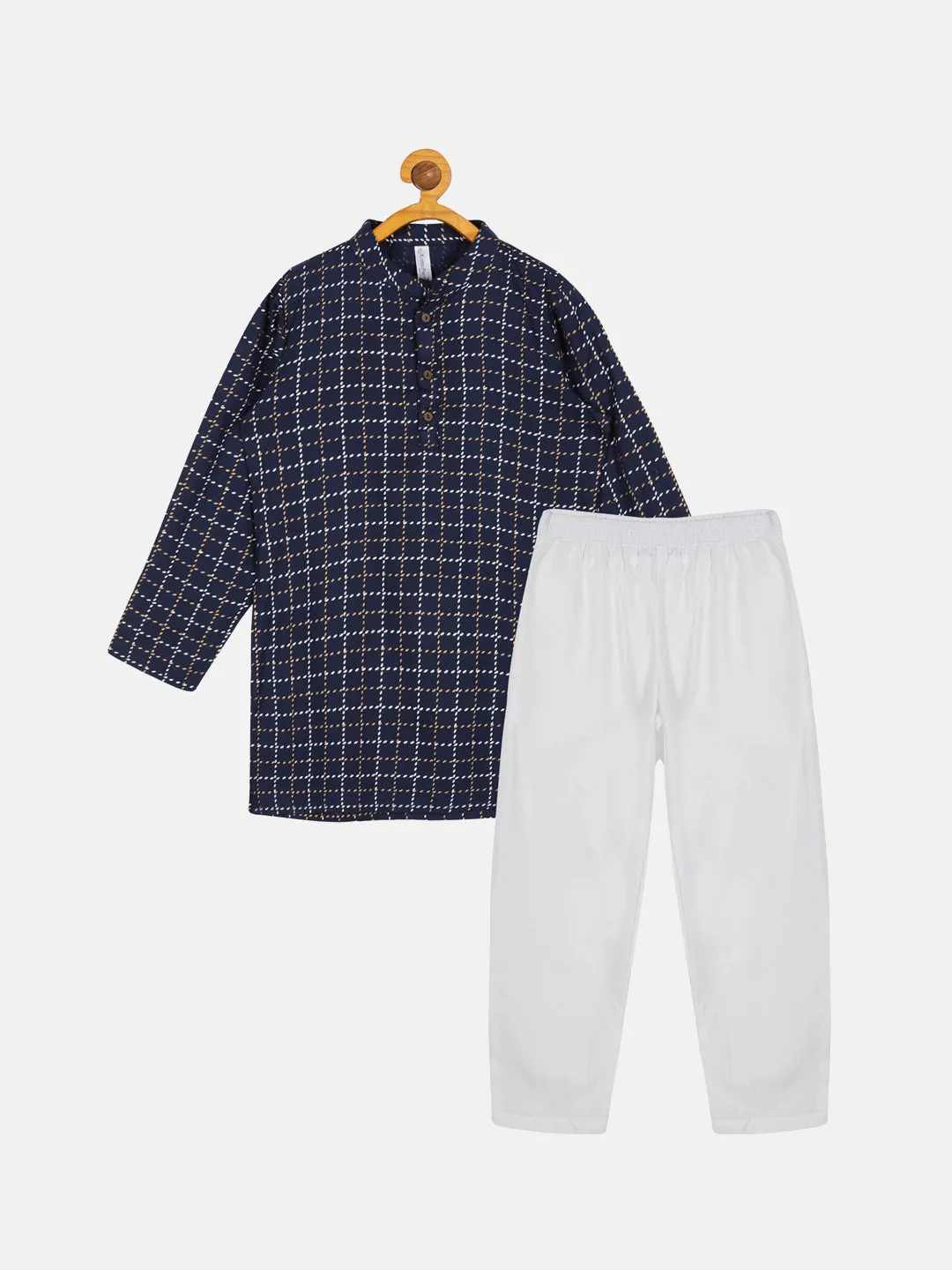 Boys Basic Printed Kurta Pyjama Set