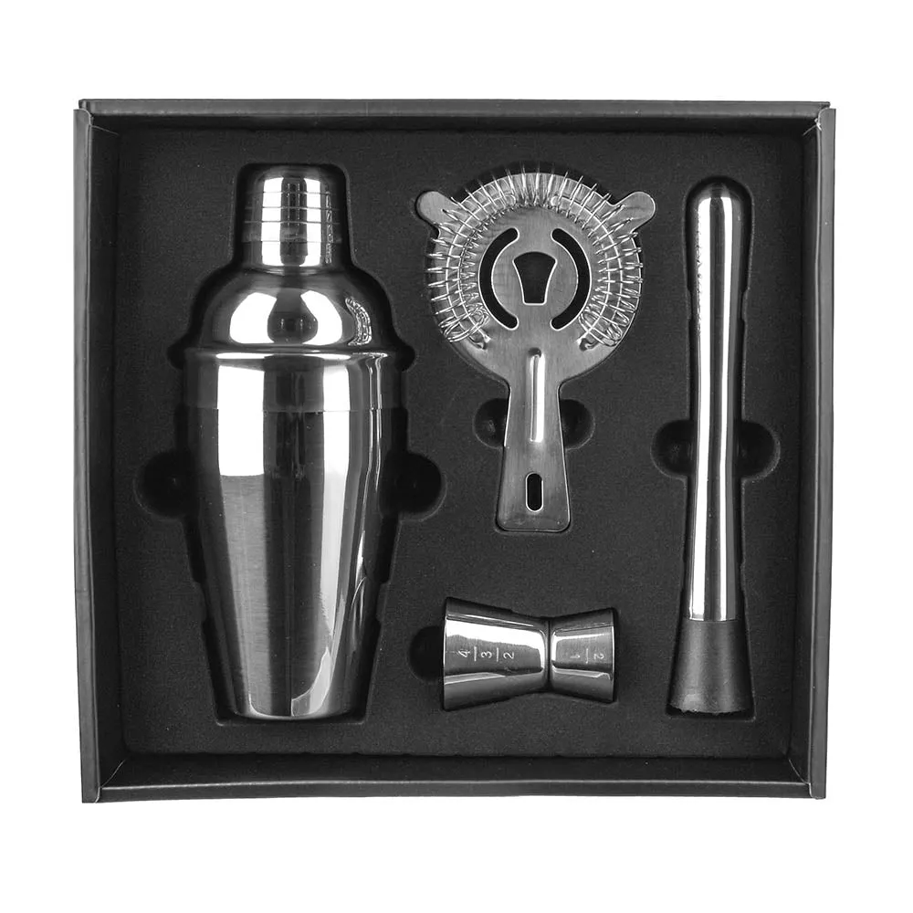 Cocktail Set Brushed Stainless Steel 500mL 4 Piece