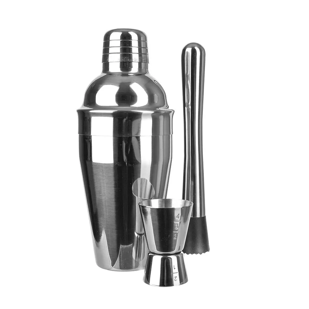 Cocktail Set Brushed Stainless Steel 500mL 4 Piece