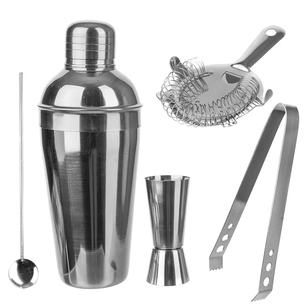 Cocktail Set Stainless Steel Cylinder 5 Piece