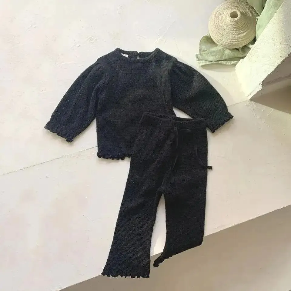 Cozy Cotton Knit Outfit for Little Girls