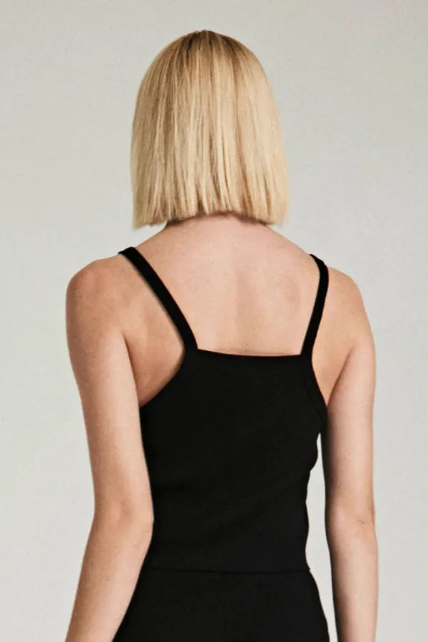 Crop Square Neck Halter Tank