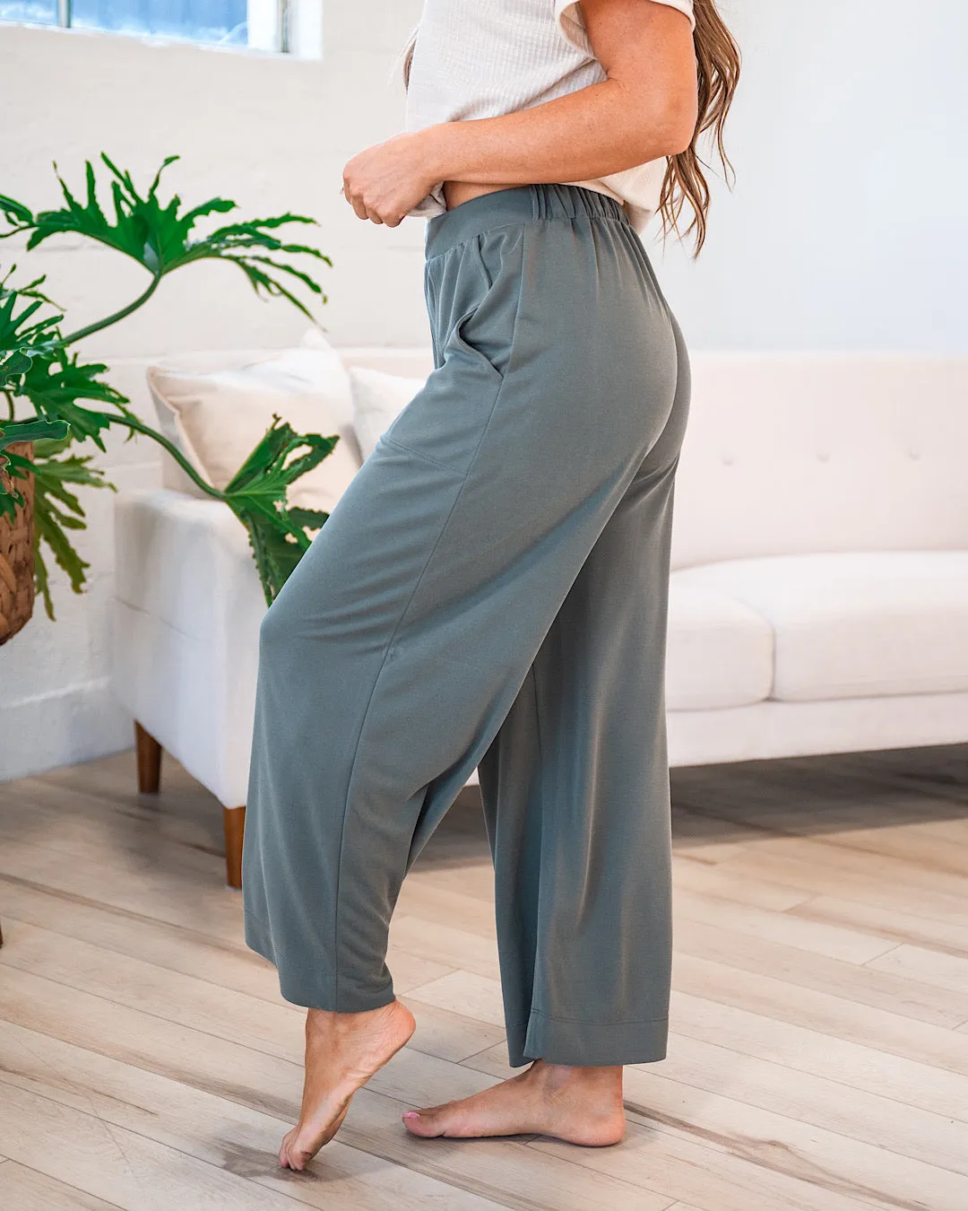 Daisy Modal Wide Leg Pants - Olive FINAL SALE