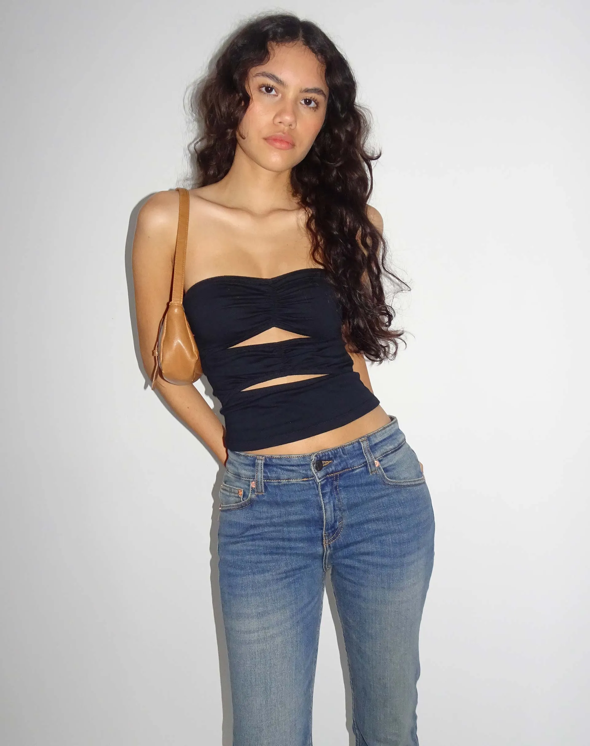 Dayu Bandeau Crop Top in Black