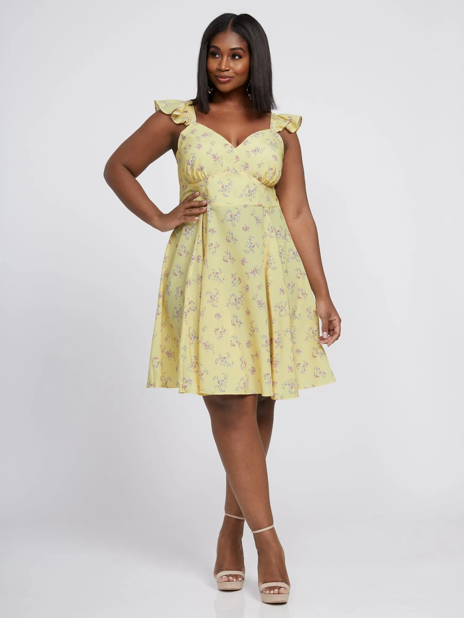 Fabiana Sleeveless Floral Flare Dress