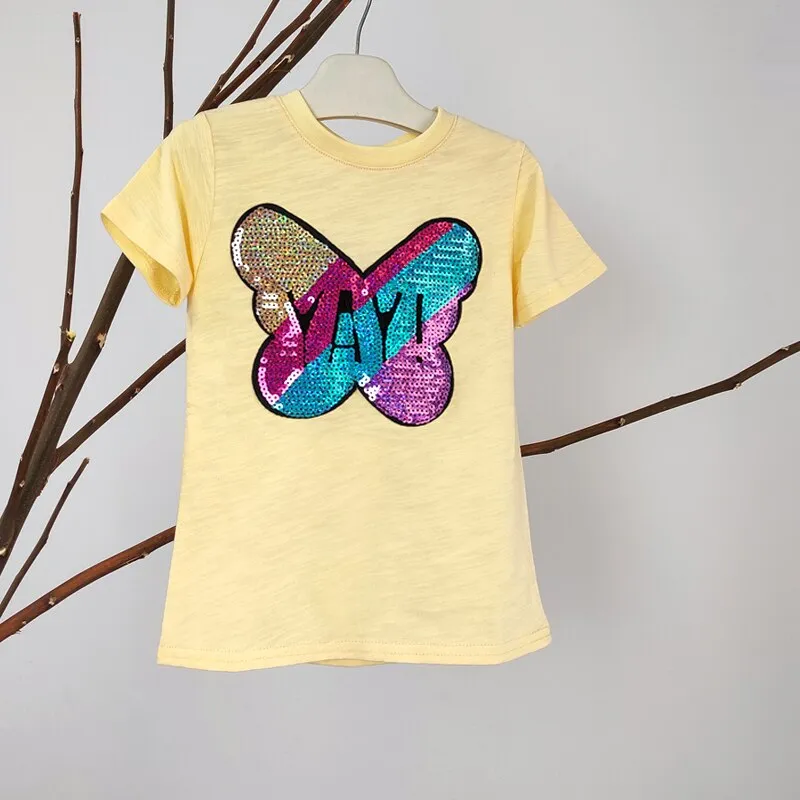 Girls Sequins Discoloration T-Shirt