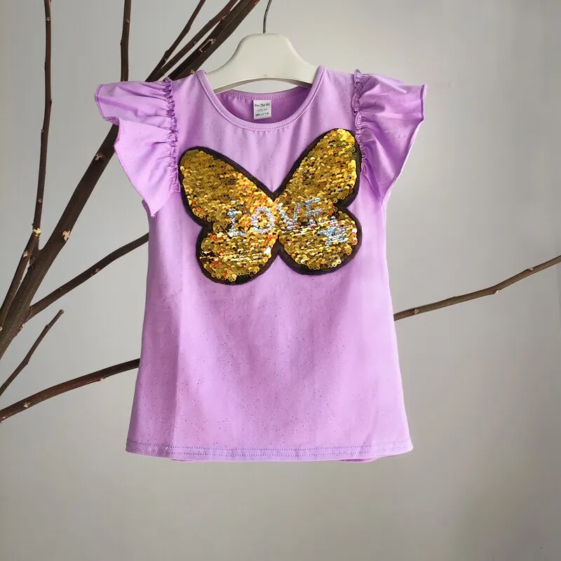 Girls Sequins Discoloration T-Shirt