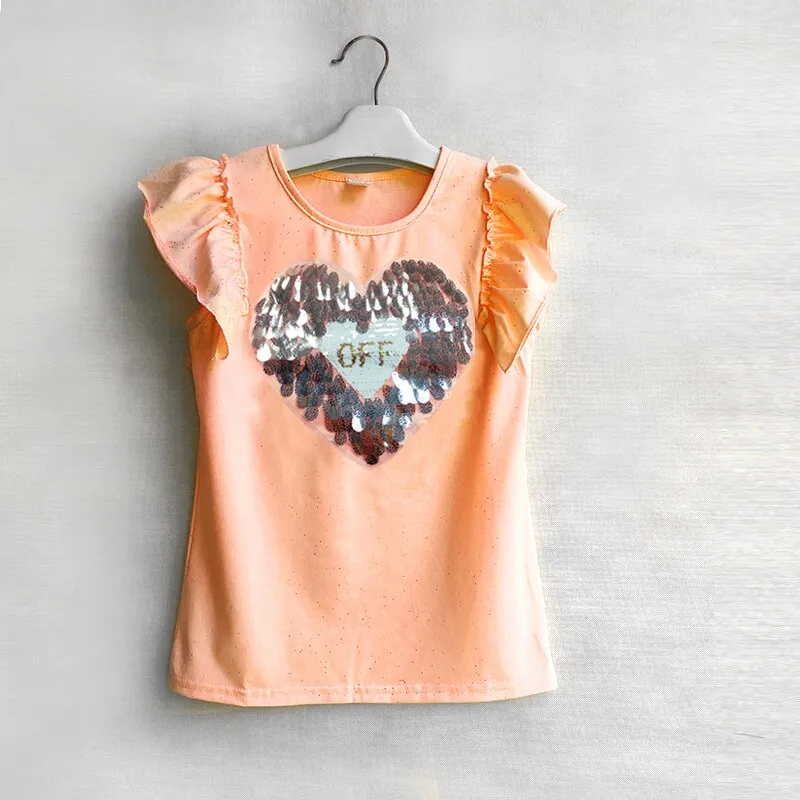 Girls Sequins Discoloration T-Shirt