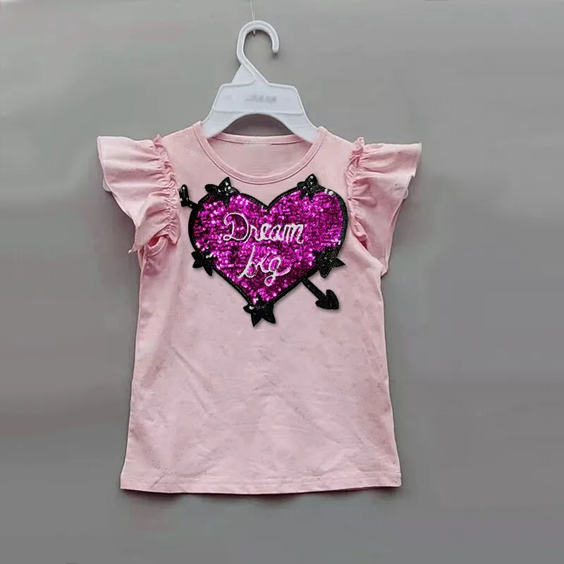 Girls Sequins Discoloration T-Shirt