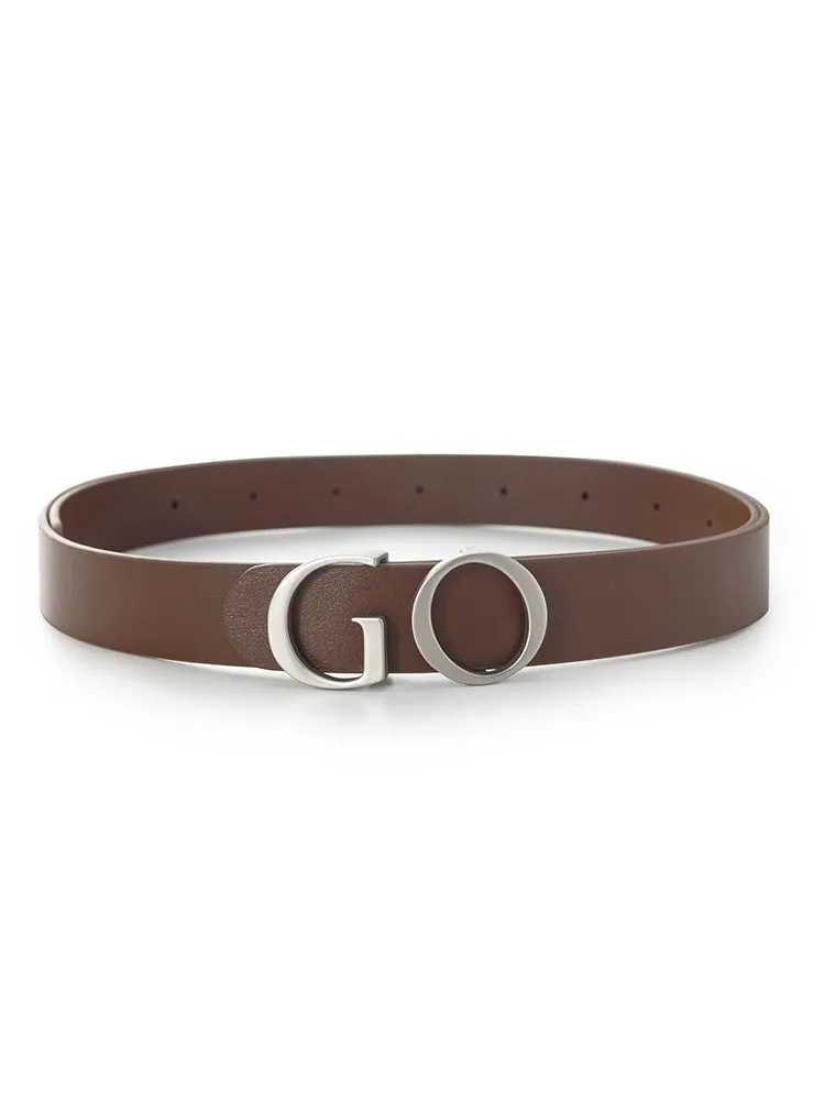 GO Letter Middle Size Women Leather Belt