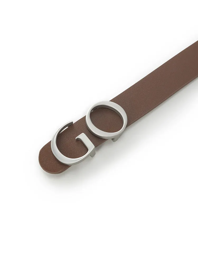 GO Letter Middle Size Women Leather Belt