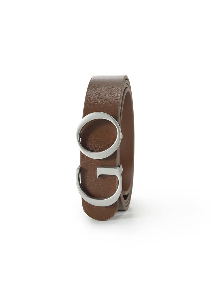 GO Letter Middle Size Women Leather Belt