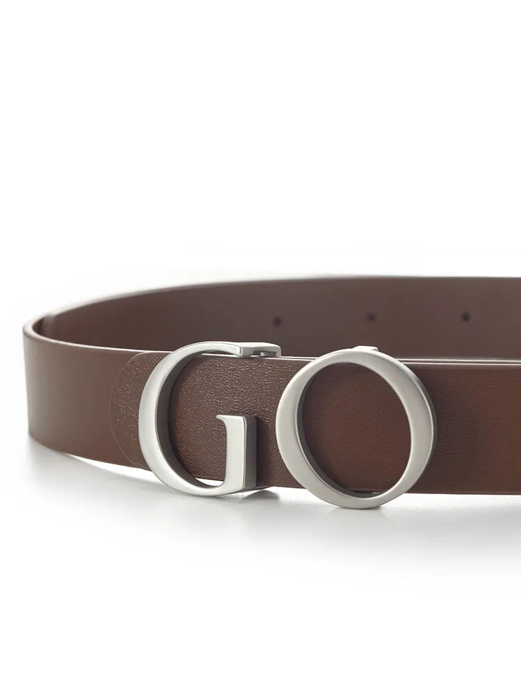 GO Letter Middle Size Women Leather Belt