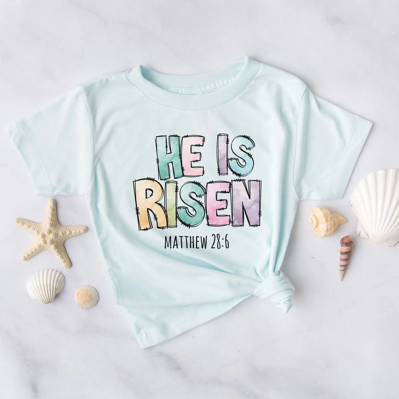 He Is Risen Easter Patchwork Tee