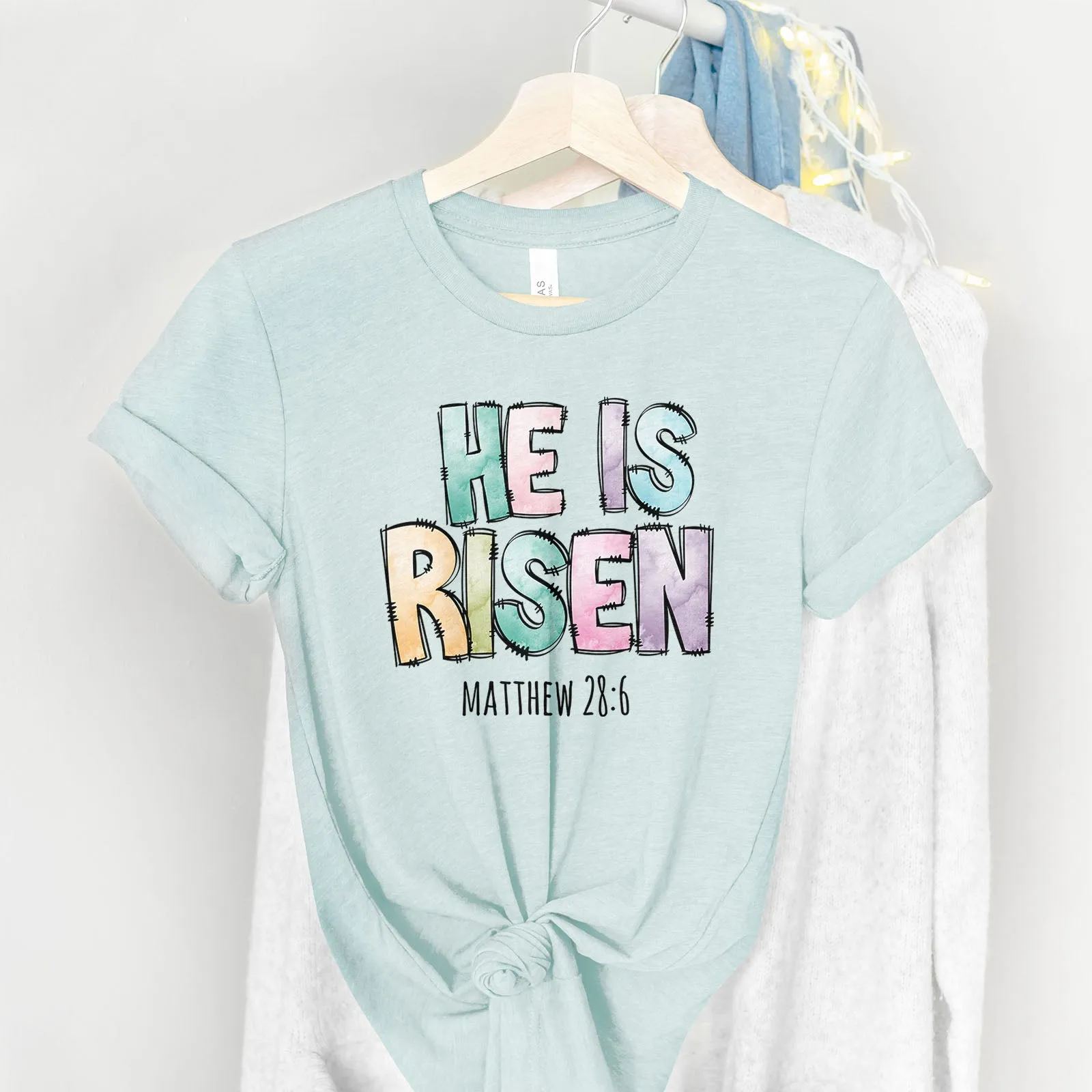 He Is Risen Easter Patchwork Tee