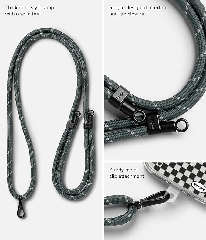 Holder Link Strap with Graphic Design TPU Tag - Blue Label/Charcoal & Gray