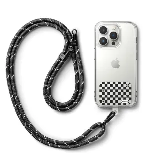 Holder Link Strap with Graphic Design TPU Tag | Checkerboard Black - Black & White