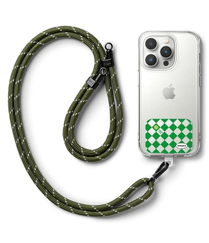 Holder Link Strap with Graphic Design TPU Tag | Tennis Club - Khaki & White